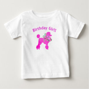Roze Poodle Verjaardagsmeisje Persoonlijk T-Shirt