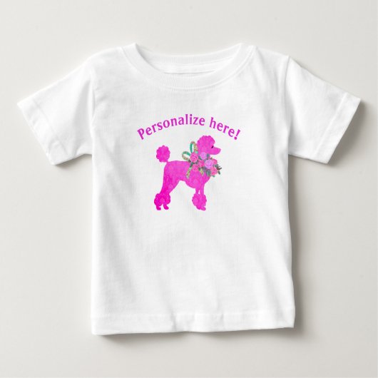 Roze Poodle Verjaardagsmeisje Persoonlijke T-shirt (Voorkant)