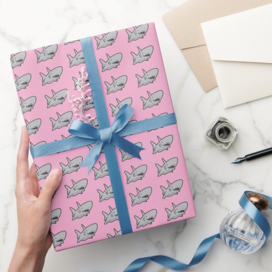 Roze Pool Feest Strand Verjaardag Haai Cadeaupapier (Geschenken)