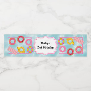 Roze pool Partij Water Flaconetiket Waterfles Etiket