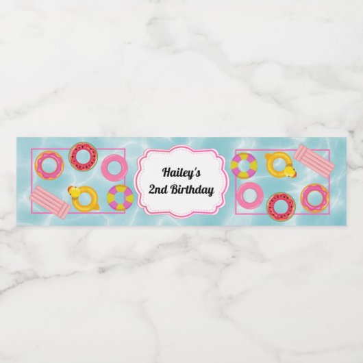 Roze pool Partij Water Flaconetiket Waterfles Etiket (Enkel label)