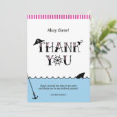 Roze pool Pirate Party Dank je wel briefkaart (Staand voorkant)