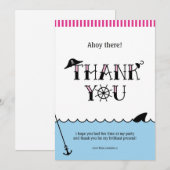 Roze pool Pirate Party Dank je wel briefkaart (Voorkant / Achterkant)