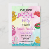 Roze pooldag-uitnodigingen kaart (Voorkant)