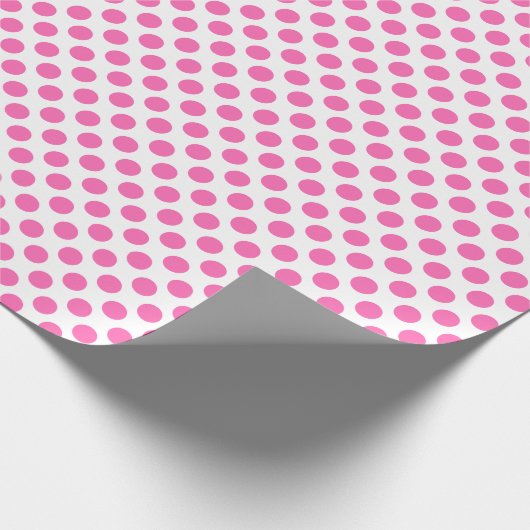 Roze pooldot op wit omslagpapier cadeaupapier (Hoek)