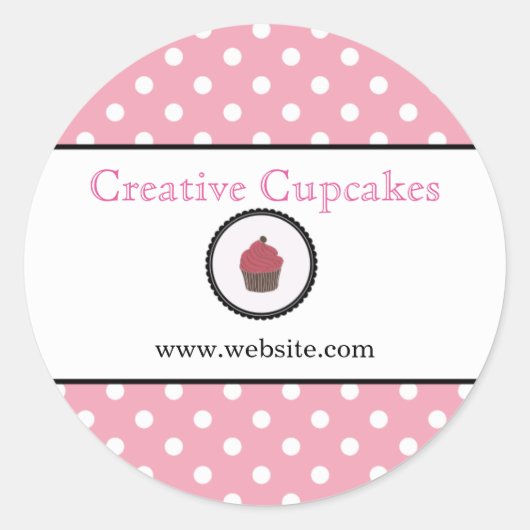 Roze pooldots Cupcakes Product Kute Bakery Label (Voorkant)