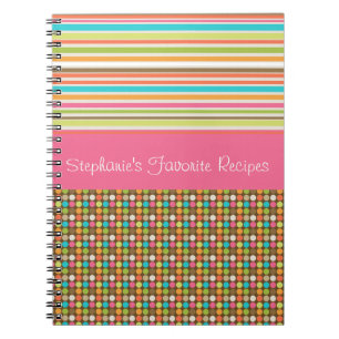 Roze pooldots en gepersonaliseerde stripes Notitie Notitieboek