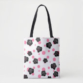 Roze pooldots en zwarte Rozen Tote Bag (Voorkant)