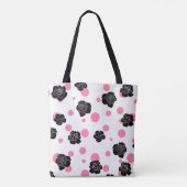 Roze pooldots en zwarte Rozen Tote Bag (Achterkant)