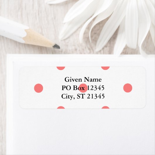 Roze pooldots op wit etiket (Insitu)