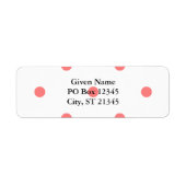 Roze pooldots op wit etiket (Voorkant)