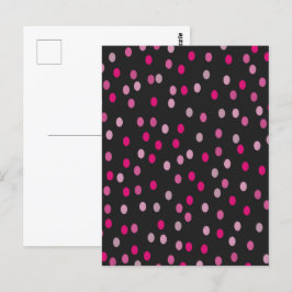 Roze pooldots op zwart briefkaart