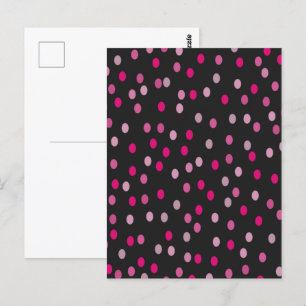 Roze pooldots op zwart briefkaart
