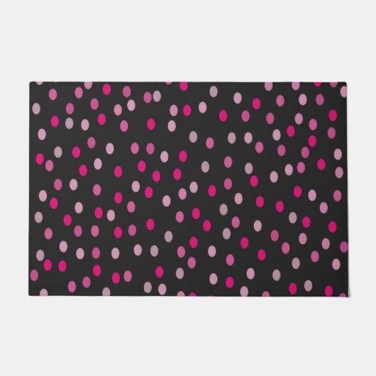 Roze pooldots op zwart deurmat (Voorkant)