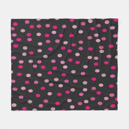Roze pooldots op zwart fleece deken (Voorkant (Horizontaal))