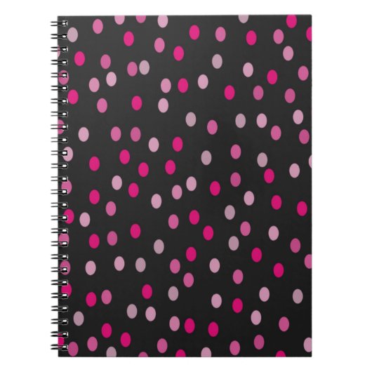 Roze pooldots op zwart notitieboek (Voorkant)