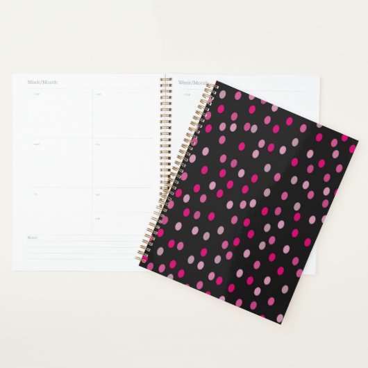 Roze pooldots op zwart planner (Display)