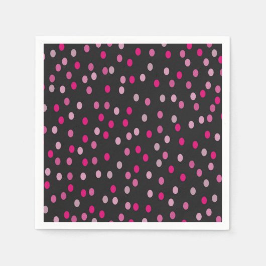 Roze pooldots op zwart servet (Voorkant)