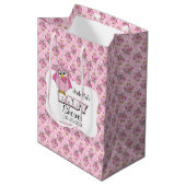 Roze poolklooster Baby shower Thema Medium Cadeauzakje (Voorkant Gekanteld)