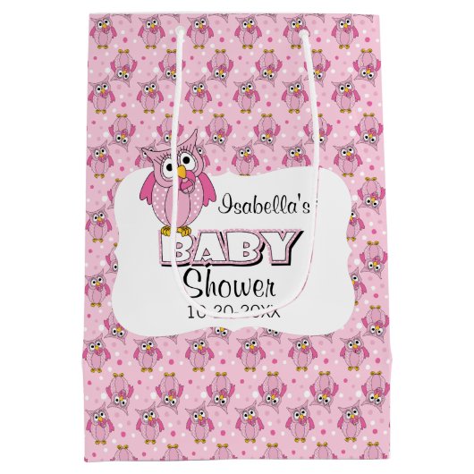 Roze poolklooster Baby shower Thema Medium Cadeauzakje (Achterkant)