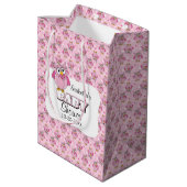 Roze poolklooster Baby shower Thema Medium Cadeauzakje (Achterkant Gekanteld)