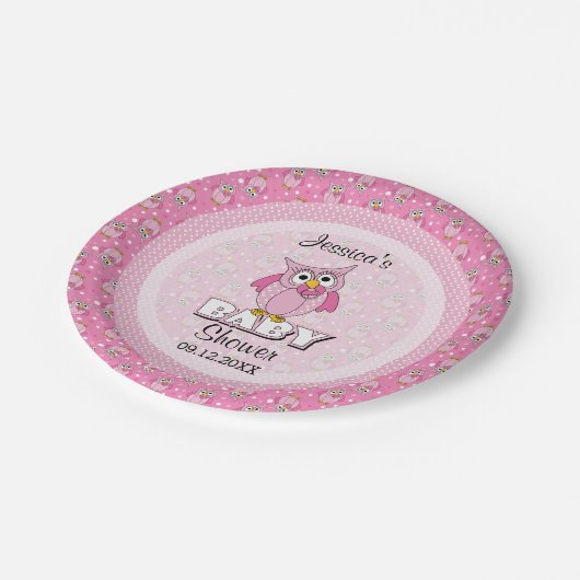 Roze poolklooster Baby shower Thema Papieren Bordje (Gekanteld)