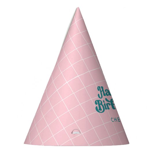 Roze poolpartij Birthday Feesthoedjes (Links)