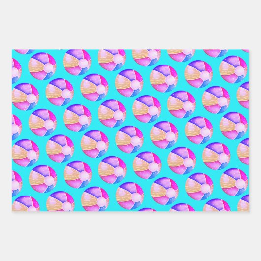 Roze poolpartij Birthday Inpakpapier Vel (Voorkant 3)