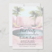Roze Poolparty 16e Verjaardag Kaart (Voorkant)