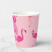 Roze Poolparty Malibu Flamingo Retro Papieren Bekers (Links)