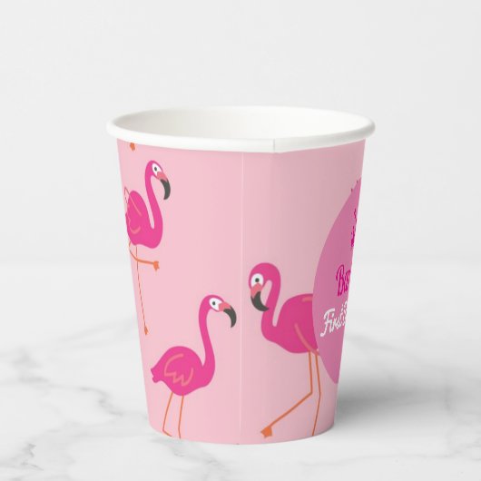 Roze Poolparty Malibu Flamingo Retro Papieren Bekers (Rechts)