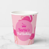 Roze Poolparty Malibu Flamingo Retro Papieren Bekers (Voorkant)