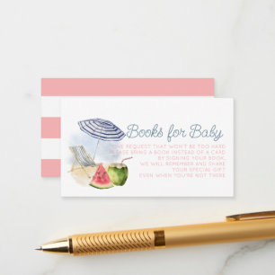 Roze Poolparty Tropische Baby Shower Boek Verzoek Informatiekaartje
