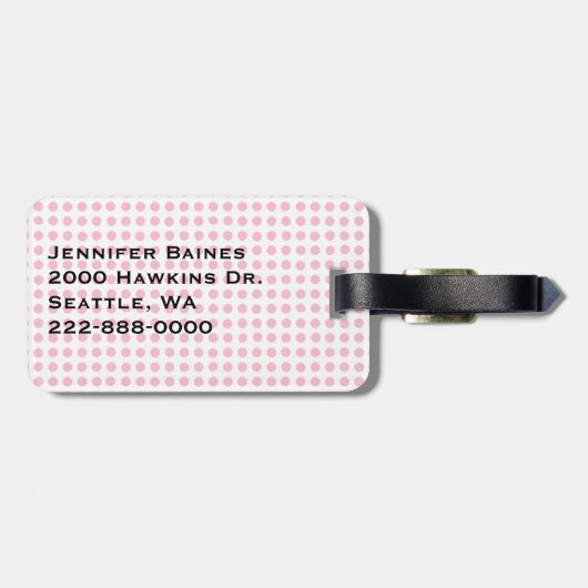  roze poolpunten en Flamingo Custom Bagagelabel (Achterkant horizontaal)