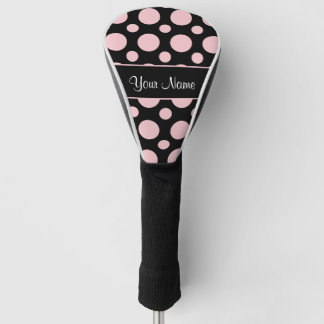 Roze poolpunten op zwarte achtergrond golfheadcover