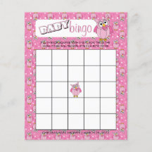 Roze poolwieg Baby shower Theme Bingo Game