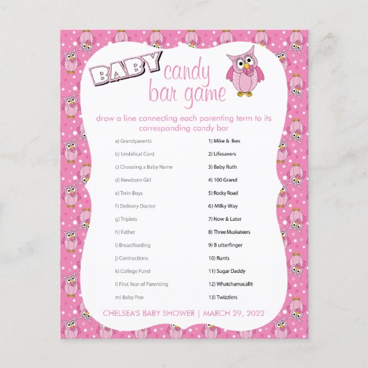 Roze poolwieg Baby shower Theme Snoep Bar Flyer (Voorkant)