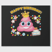 Roze Poop Emoji Happy Birthday Girls Cadeaupapier (Vlak)