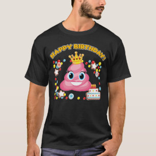 Roze Poop Emoji Happy Birthday Girls T-shirt