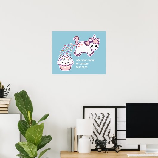 Roze Pooping Unicorn Poster (Thuiskantoor)