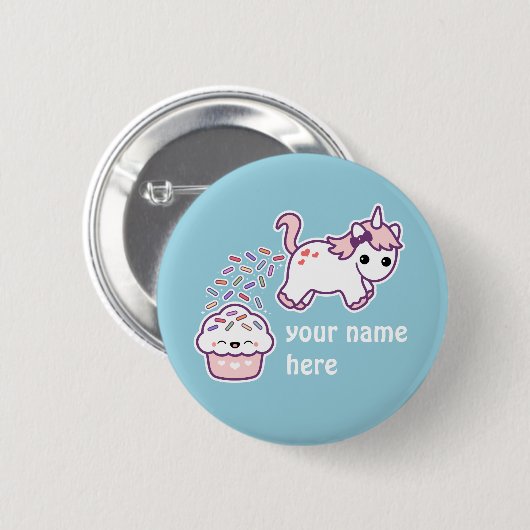 Roze Pooping Unicorn Ronde Button 5,7 Cm (Voorkant /achterkant)