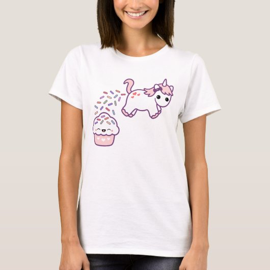 Roze Pooping Unicorn T-shirt (Voorkant)