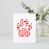 Roze poot afdrukken met hart briefkaart (Staand voorkant)