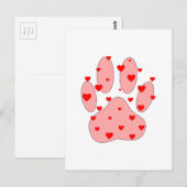 Roze poot afdrukken met hart briefkaart (Voorkant / Achterkant)