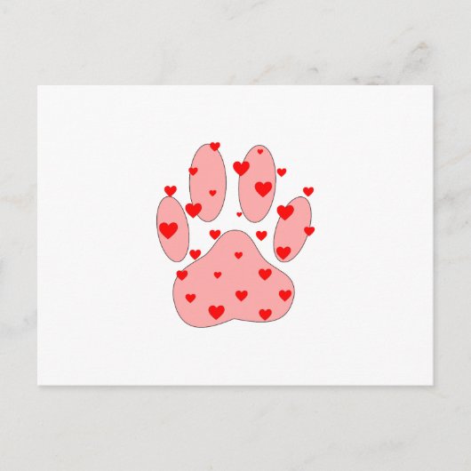 Roze poot afdrukken met hart briefkaart (Voorkant)