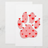 Roze poot afdrukken met hart briefpapier (Voorkant / Achterkant)