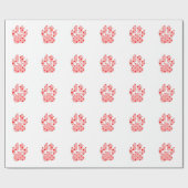 Roze poot afdrukken met hart cadeaupapier (Vlak)