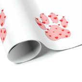 Roze poot afdrukken met hart cadeaupapier (Rol Hoek)