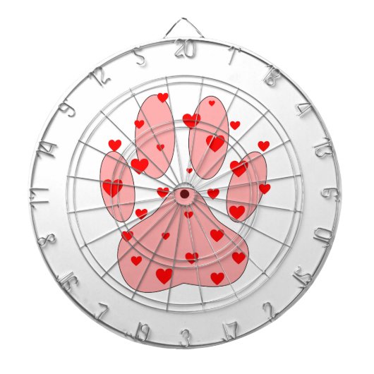 Roze poot afdrukken met hart dartbord (Voorkant)