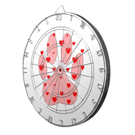 Roze poot afdrukken met hart dartbord (Voorkant Rechts)